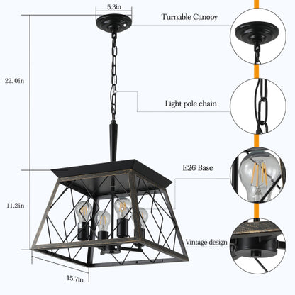 4-Light Farmhouse Chandeliers For Dining Room(No Bulbs)