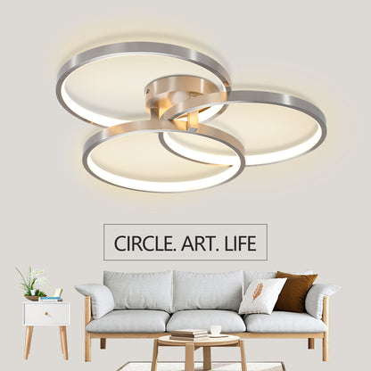 Three ring design, contemporary semi-flush mount with inner ring illumination Ceiling lamp