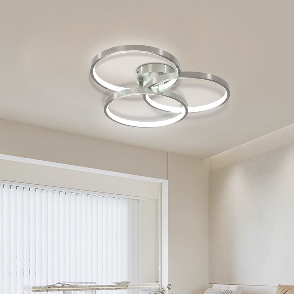 Three ring design, contemporary semi-flush mount with inner ring illumination Ceiling lamp