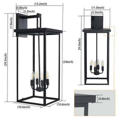 4-Light Black Outdoor Wall Light (No Bulbs)