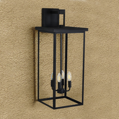 4-Light Black Outdoor Wall Light (No Bulbs)