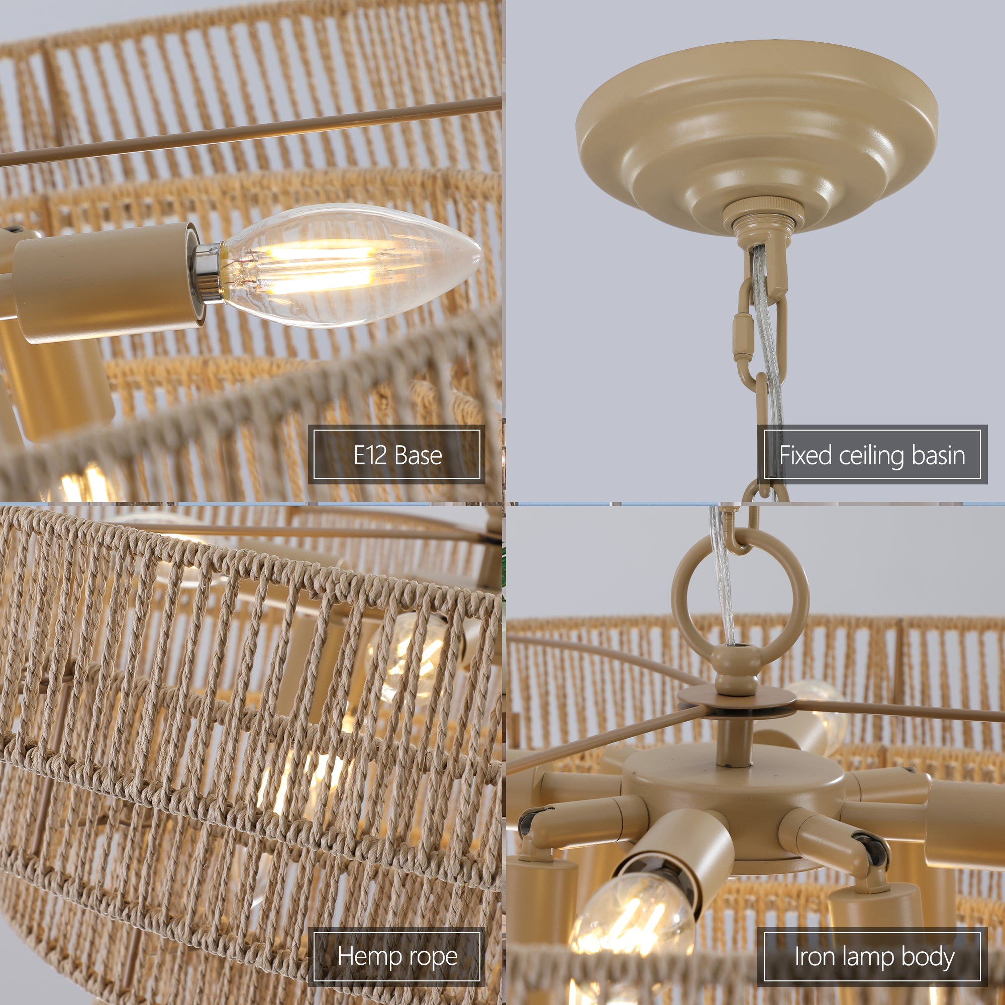 Lustres de ferme à 4 lumières pour salle à manger (sans ampoules) 