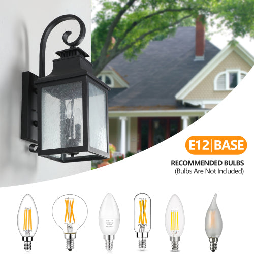 Large Outdoor Wall Lamps With Glass Supports multiple types of light bulbs