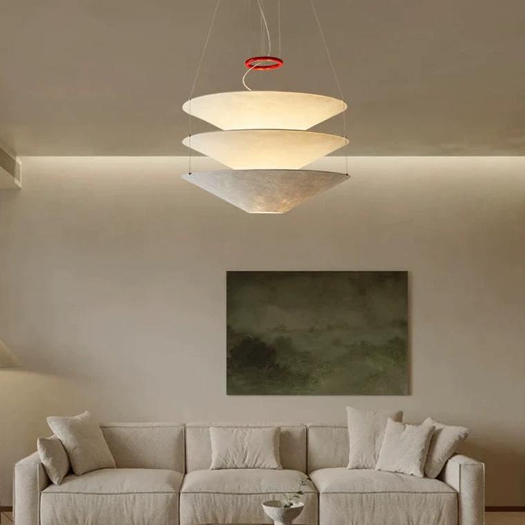 Tiered Cone Rice Paper Pendant Light