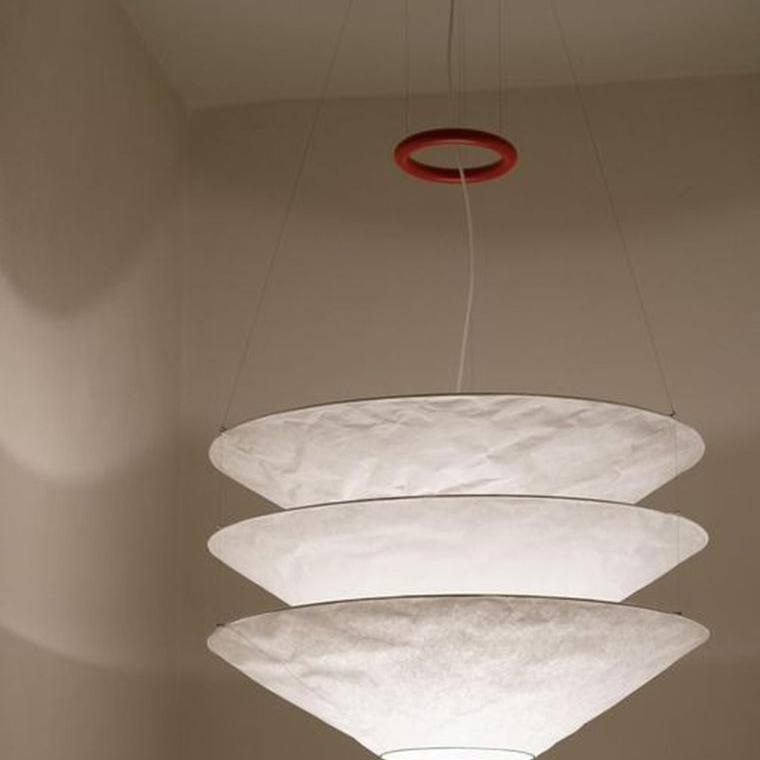 Tiered Cone Rice Paper Pendant Light