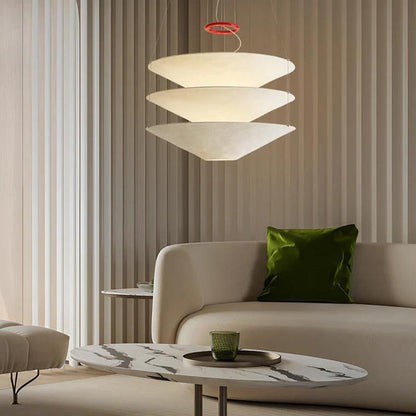 Tiered Cone Rice Paper Pendant Light