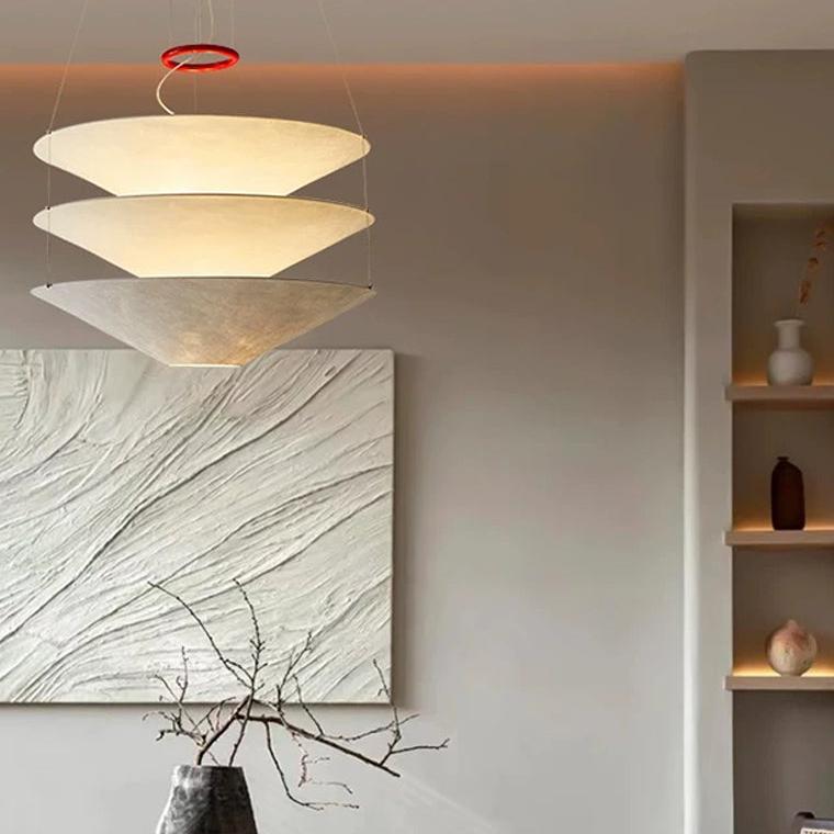 Tiered Cone Rice Paper Pendant Light