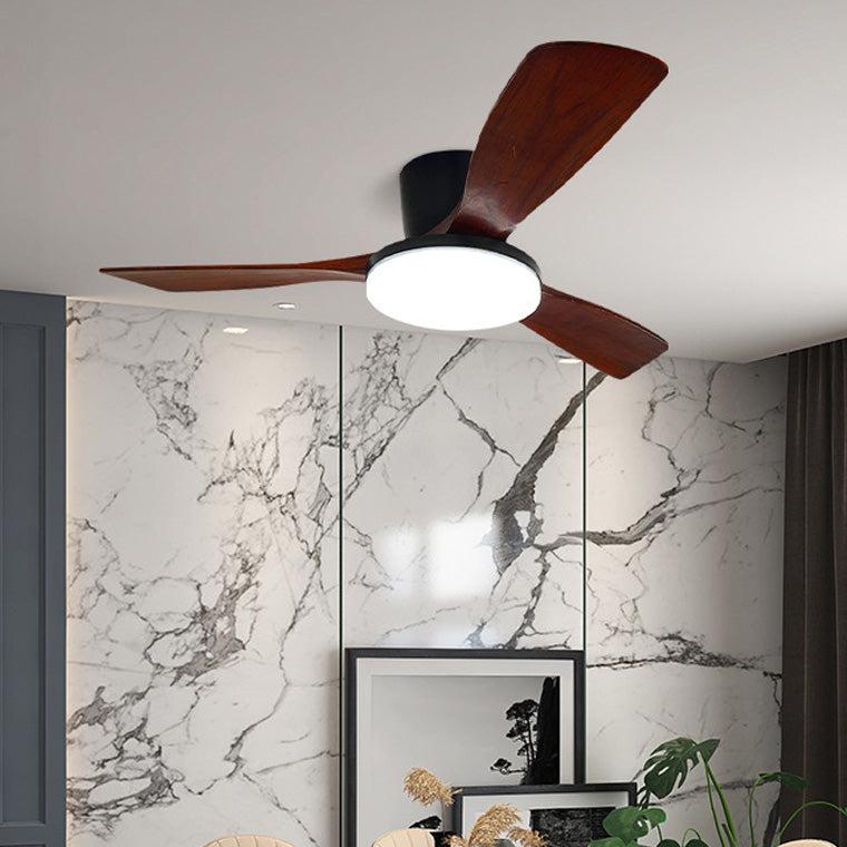 Wood Blade Low Profile Ceiling Fan Lamp