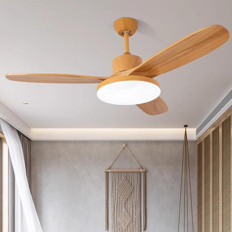 3 Wood Blade Ceiling Fan Lamp