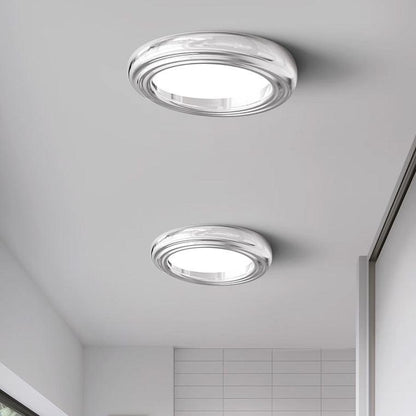 Round Chrome Flush Mount Ceiling Light