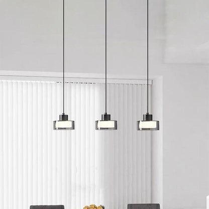 Black Glass Drum Pendant Light