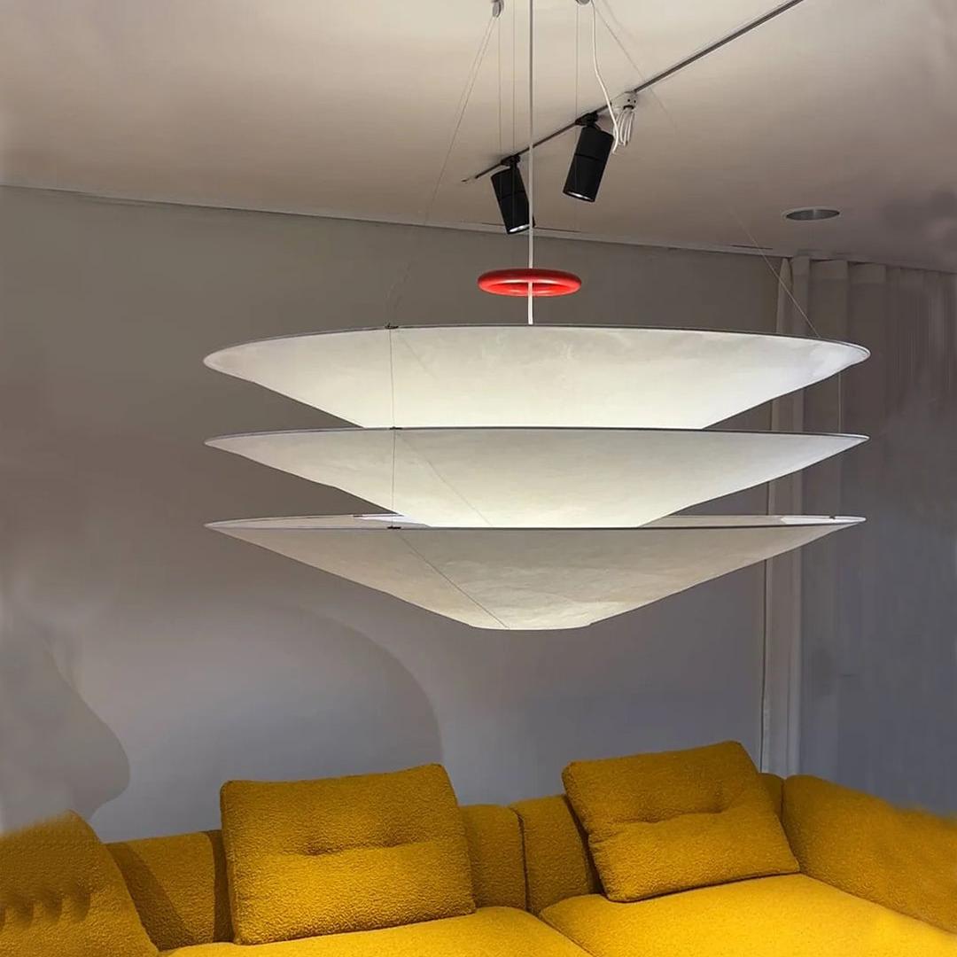 Tiered Cone Rice Paper Pendant Light