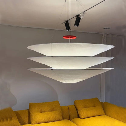 Tiered Cone Rice Paper Pendant Light