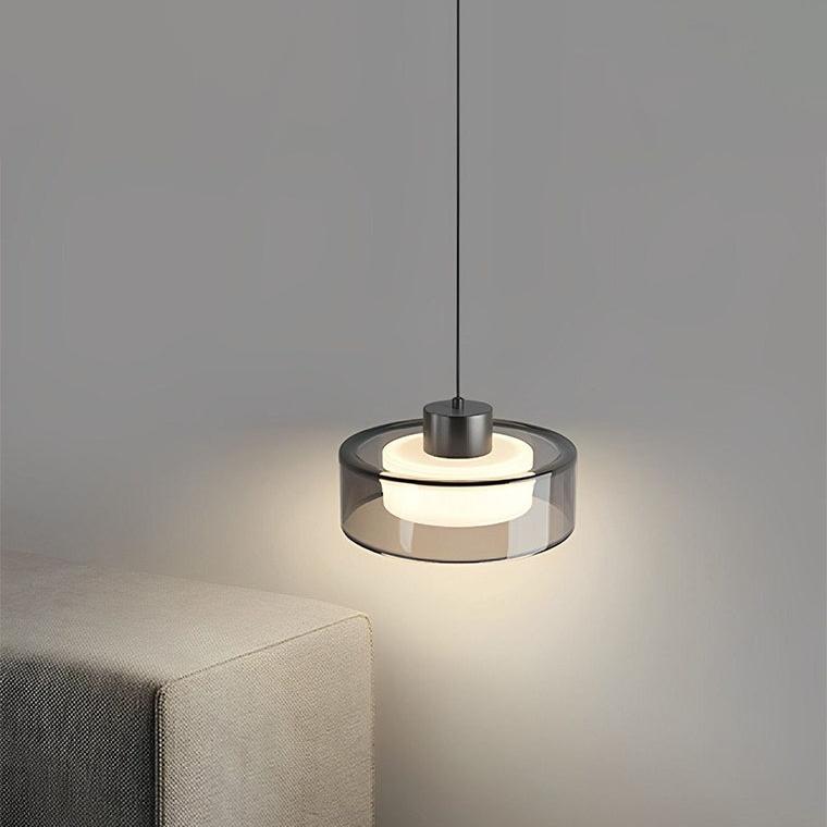 Black Glass Drum Pendant Light