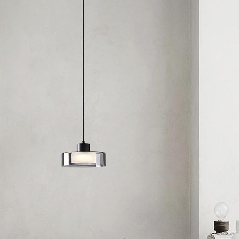 Black Glass Drum Pendant Light