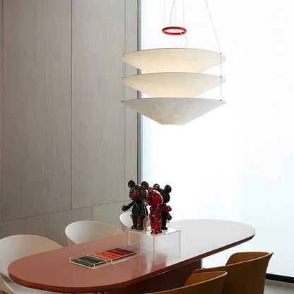 Tiered Cone Rice Paper Pendant Light