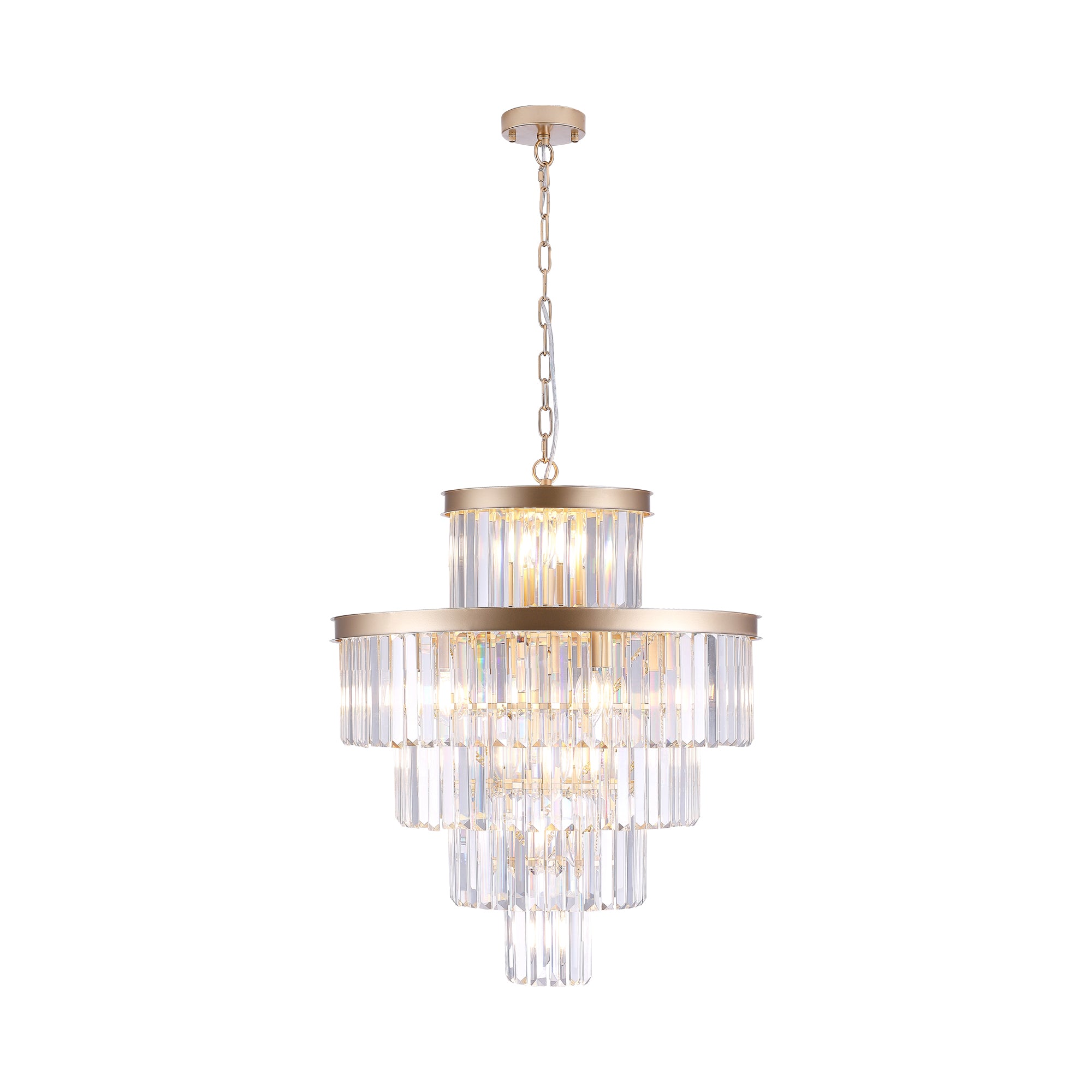 Golden Luxury Crystal Chandelier Modern Chandeliers Lights Fixture Hanging Pendant Light Fixture for Dining Room Bedroom Living Room Dia 23.6 Inch-Gold