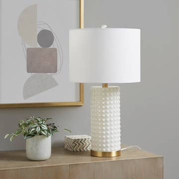 Dimmable Textured Table Lamp, Matte White