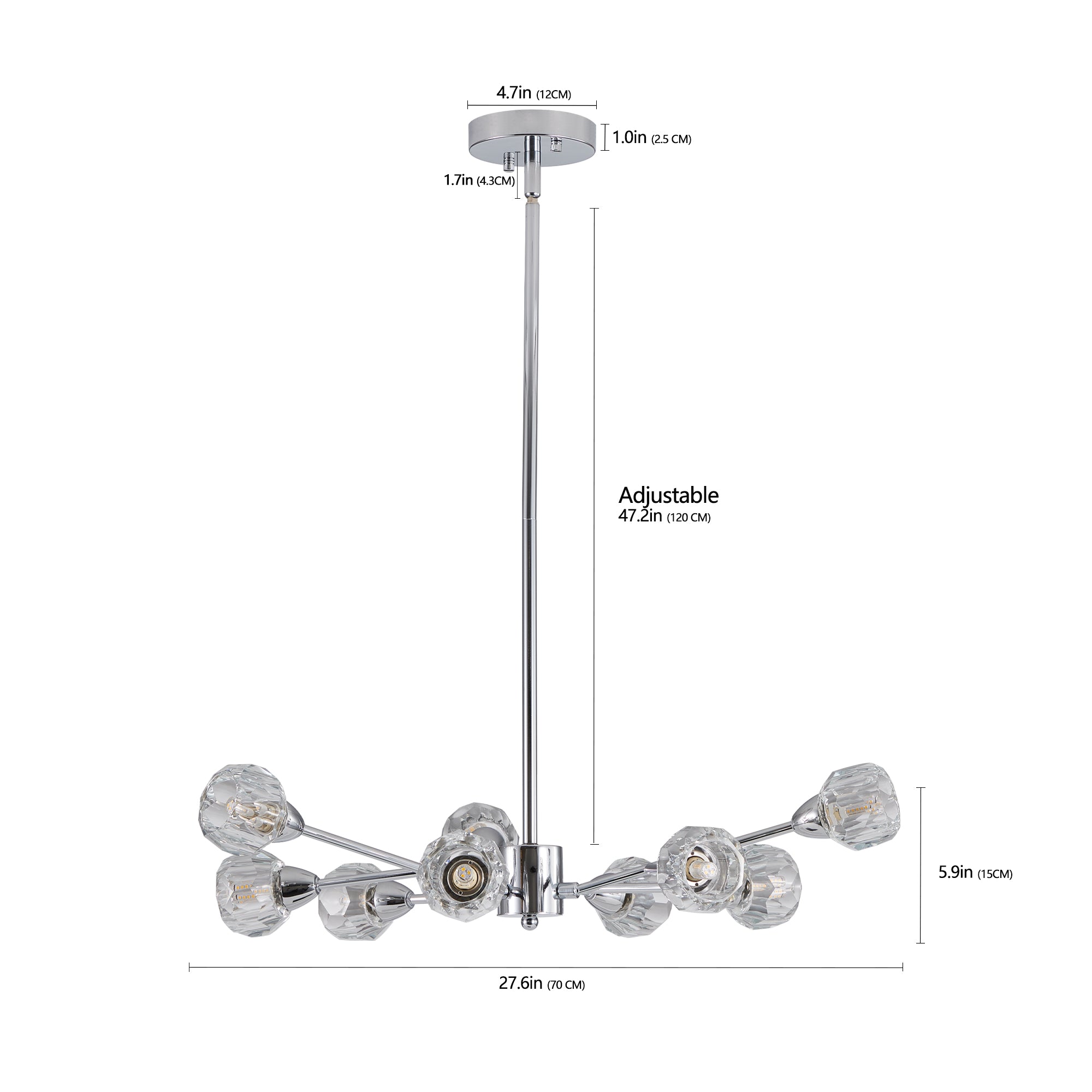 28" Modern Crystal Chandeliers, 9 Lights Chrome Chandelier for Living Room Bedroom, Dining Room Chandelier Over Table, Kitchen Light Fixtures (Bulbs Not Included)