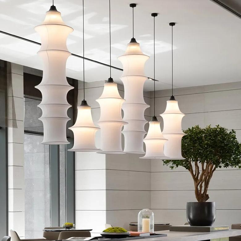 Long Lantern Silk Pendant Light