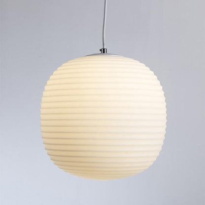 Lantern Ribbed Milk Glass Pendant Light