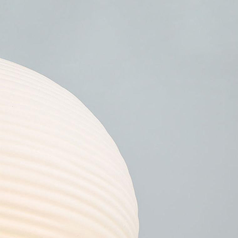 Lantern Ribbed Milk Glass Pendant Light