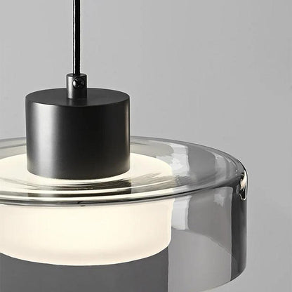 Black Glass Drum Pendant Light