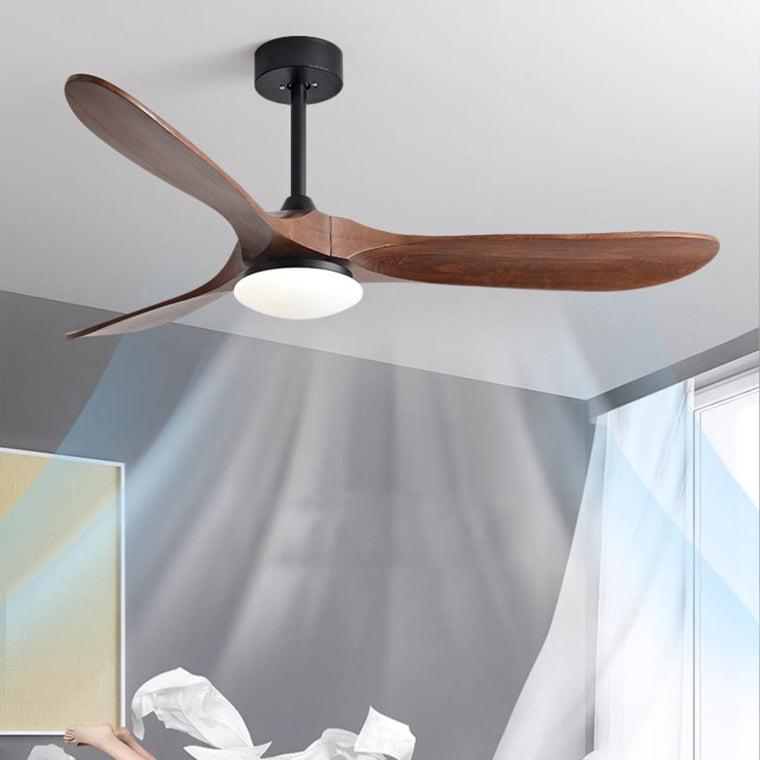 Lampe de plafond en bois avec ventilateur à hélice de 52 po