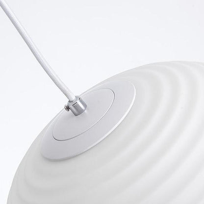 Lantern Ribbed Milk Glass Pendant Light