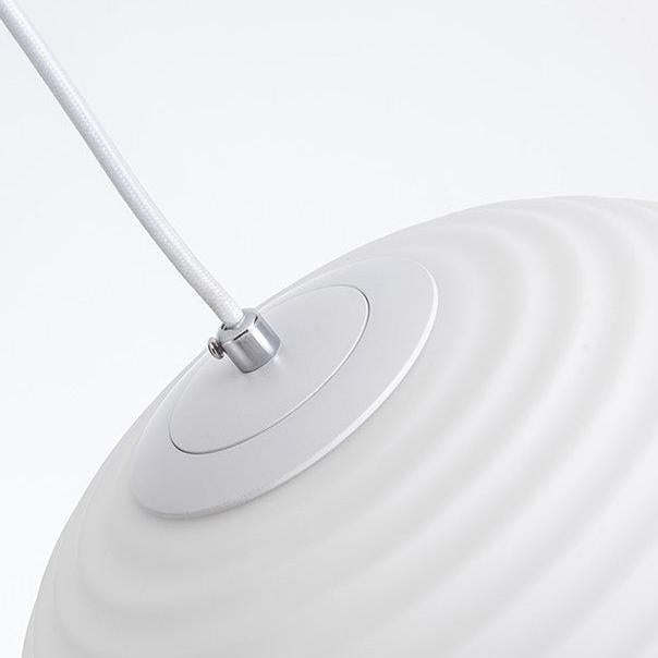 Lantern Ribbed Milk Glass Pendant Light