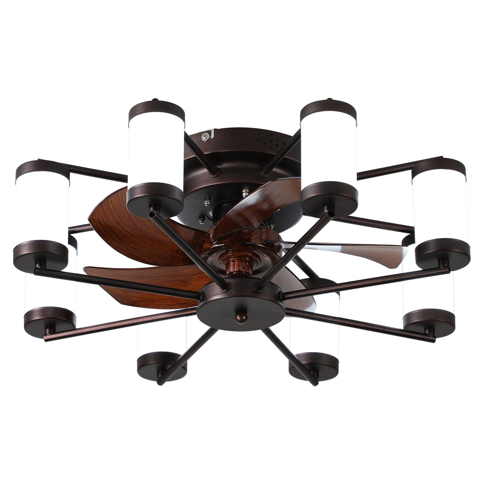 Ceiling Fan 21.7" with Dimmable Light DC Motor and 6 Speeds Reversible with Remote Control Flush Mount Low Profile Indoor with 5 Blade for Living Room, Bedroom