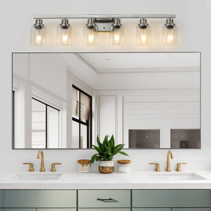 Modern Bathroom Vanity Light Fixture - Brushed Nickel Finish with Clear Glass Shades(No Bulbs)