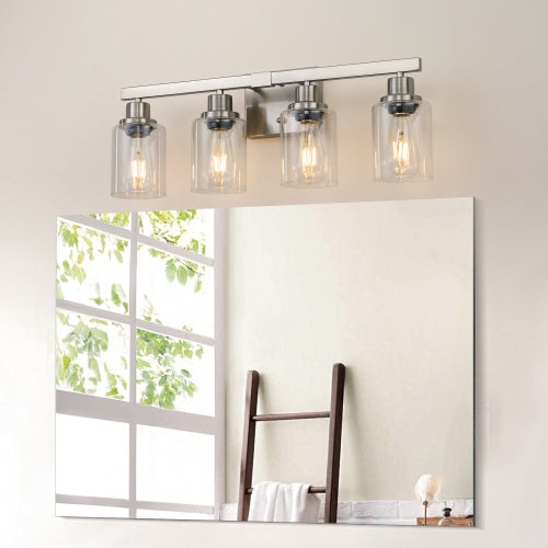 Modern Bathroom Vanity Light Fixture - Brushed Nickel Finish with Clear Glass Shades(No Bulbs)