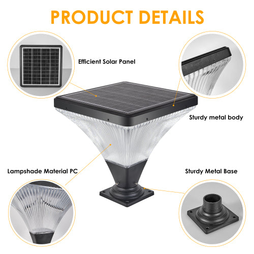 Solar Street Lamp Cap with Base 1 pack