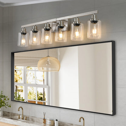 Modern Bathroom Vanity Light Fixture - Brushed Nickel Finish with Clear Glass Shades(No Bulbs)