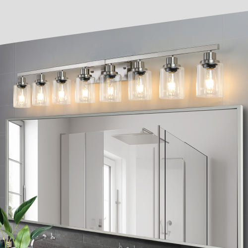 Modern Bathroom Vanity Light Fixture - Brushed Nickel Finish with Clear Glass Shades(No Bulbs)