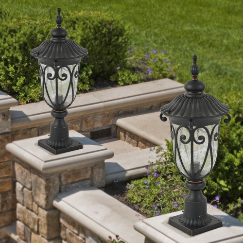 24"(H) 1-pack Vintage Black Outdoor Post Lantern (Bulb Not Included)