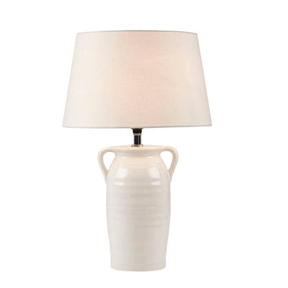 Ceramic Table Lamp Vase Style with Handles, White