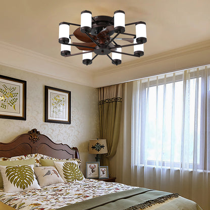 Ceiling Fan 21.7" with Dimmable Light DC Motor and 6 Speeds Reversible with Remote Control Flush Mount Low Profile Indoor with 5 Blade for Living Room, Bedroom