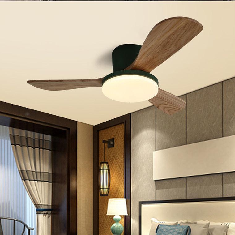 Wood Blade Low Profile Ceiling Fan Lamp