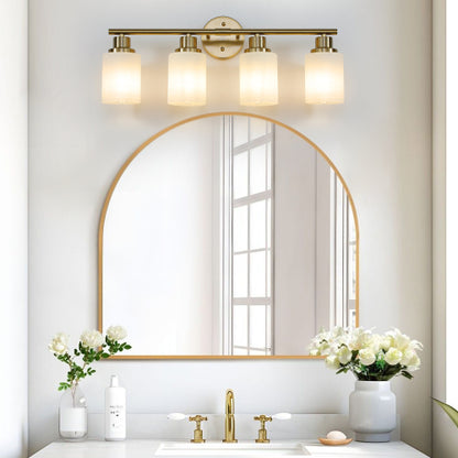 Modern Vanity Bathroom Mirror Light, Frosted White Glass with Black Iron Frame, Contemporary Wall Sconce (Bulb Not Included)