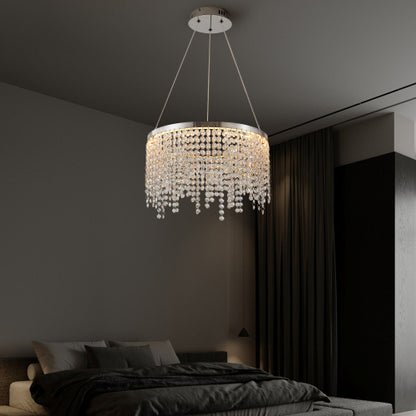 16-inch Luxury Crystal LED Chandelier - Adjustable Height and Color Temperature (3000K-6000K) - Modern Chandelier for Living Room, Dining Room and Bedroom