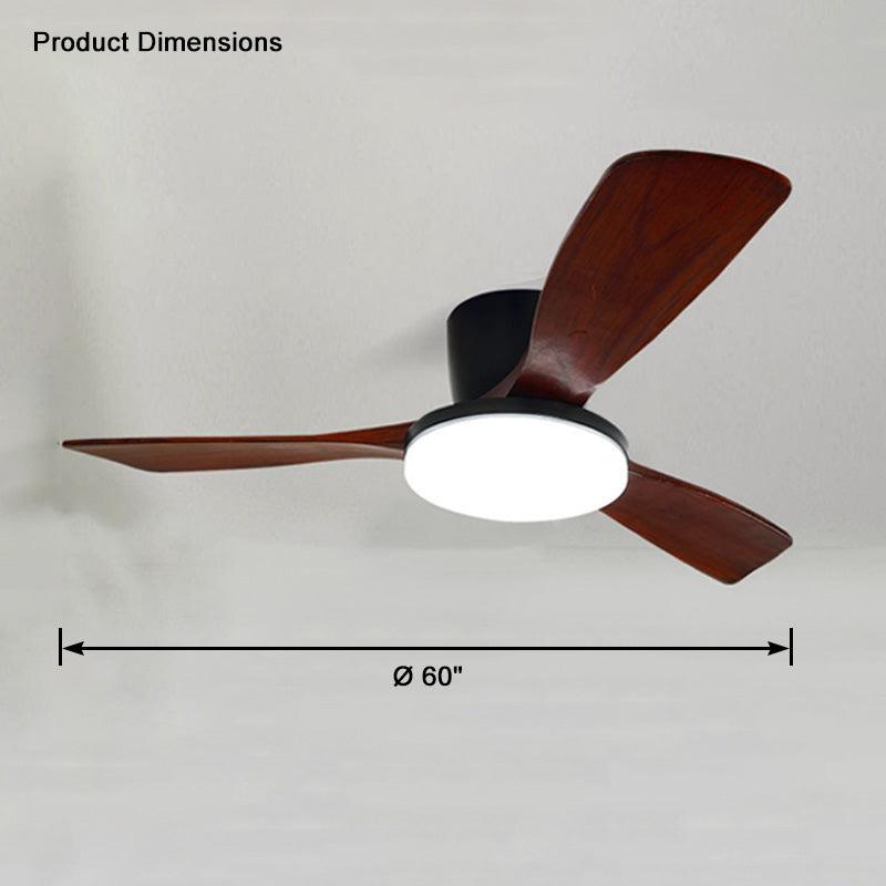 Lampe de ventilateur de plafond à profil bas avec lame en bois