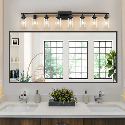 Modern Black  Bathroom Vanity Light Fixture, Industrial Wall Sconce with Clear Glass Shades(No Bulbs)