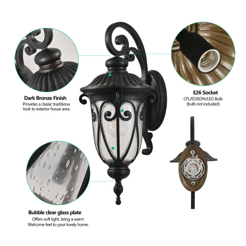 23"(H) 1-pack Classic Outdoor Wall Lantern (Bulb Not Included)