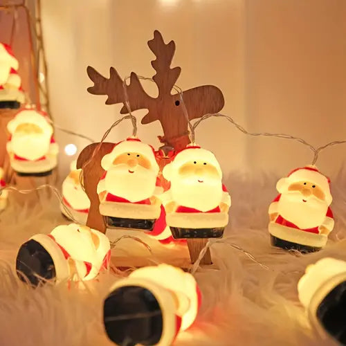 Guirnalda de luces navideñas para exteriores con diseño de Papá Noel