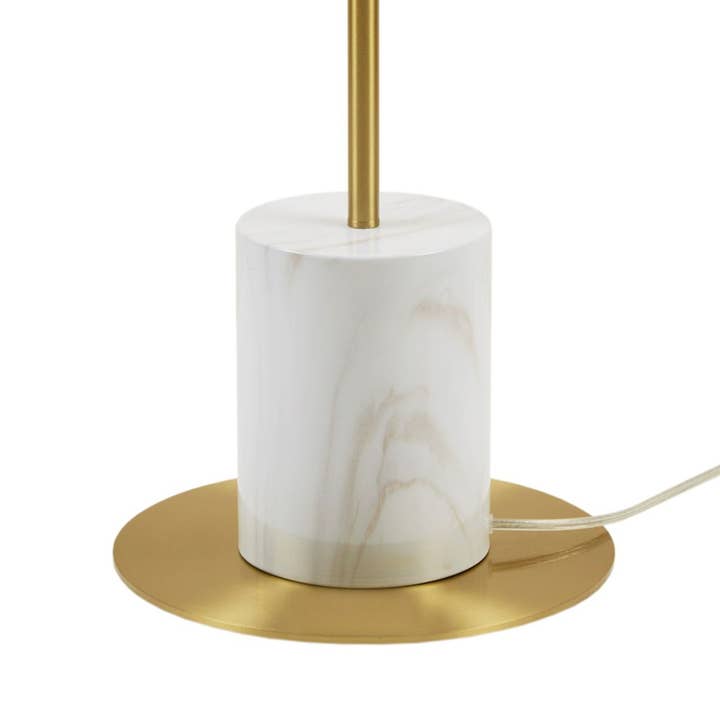 Cylindrical Faux Marble Base Gold Accent Floor Lamp