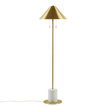 Cylindrical Faux Marble Base Gold Accent Floor Lamp