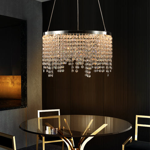 16-inch Luxury Crystal LED Chandelier - Adjustable Height and Color Temperature (3000K-6000K) - Modern Chandelier for Living Room, Dining Room and Bedroom