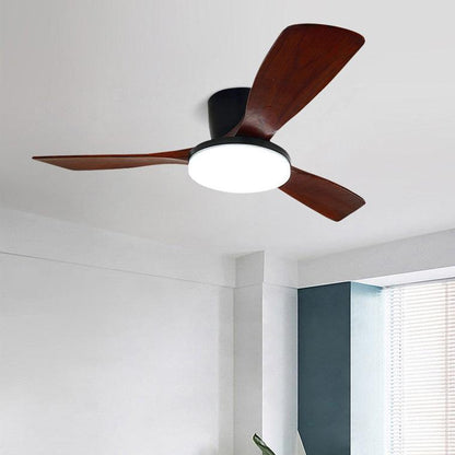 Wood Blade Low Profile Ceiling Fan Lamp